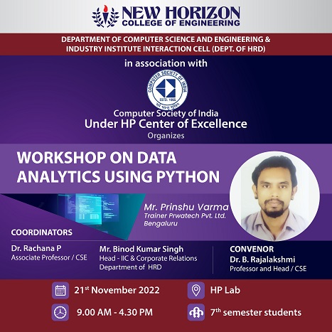 Workshop on Data Analytics using Python - Computer Science Engineering